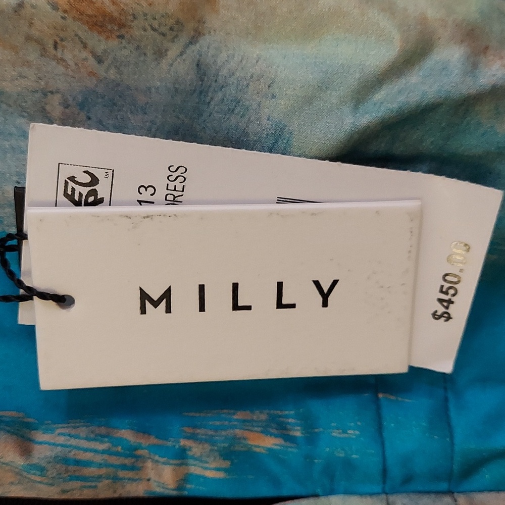 MILLY Dress, NEW! Size 2, SILK,‎ Abstract, colorful sheath - Picture 11 of 13